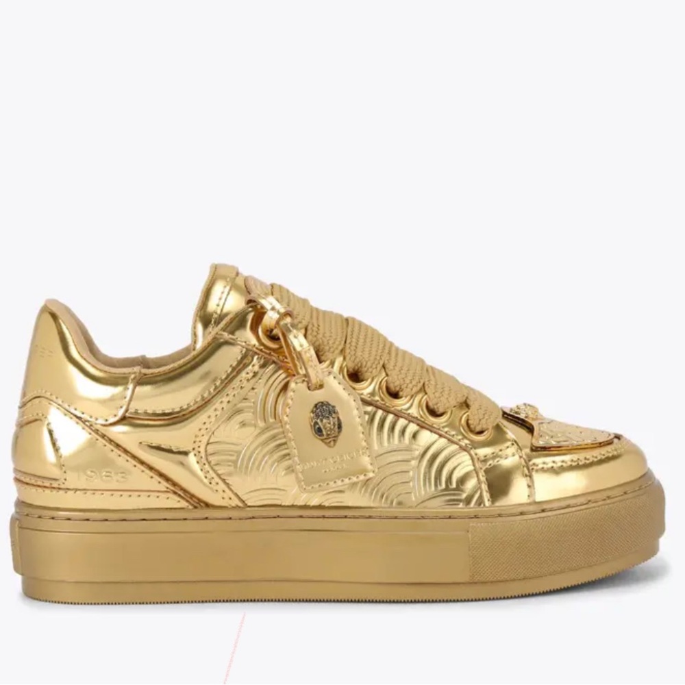 Gold Metallic Sneakers with Platform Sole